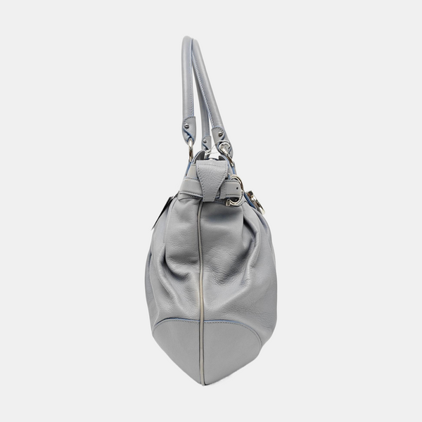Calfskin Top Handle Bag Blue