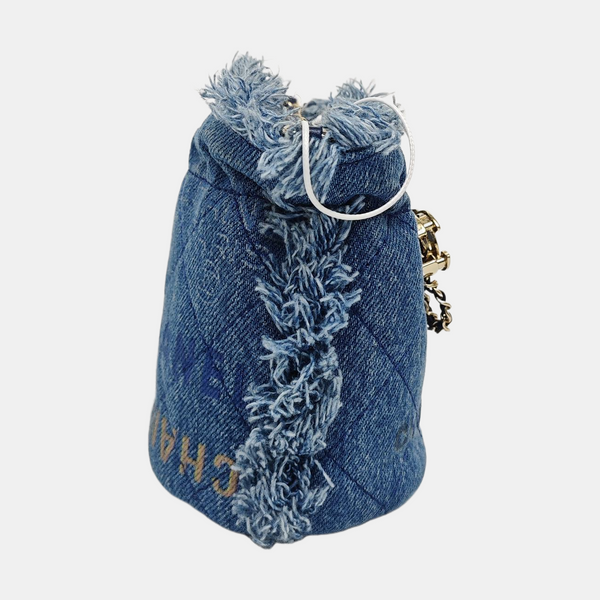 DRAWSTRING Mini Quilted Denim Blue