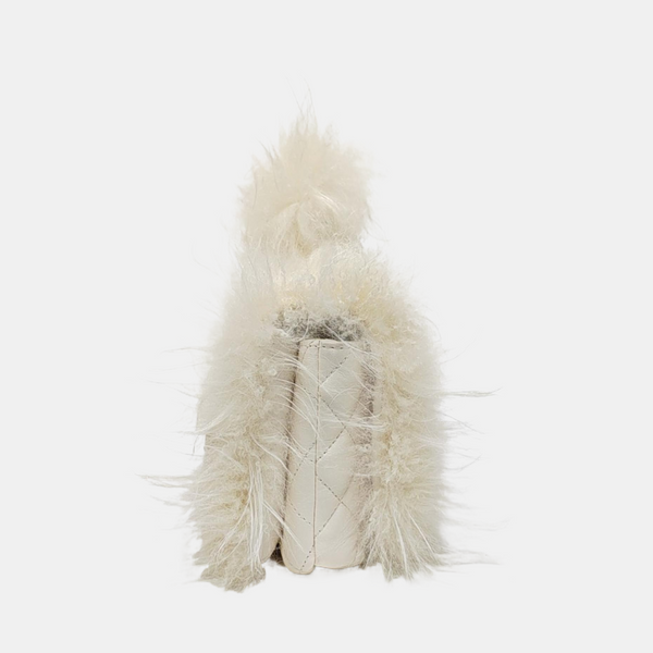 CLASSIC FLAP Mini Quilted Fabric White