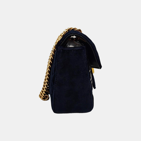 GG Marmont Medium Quilted Velvet Black