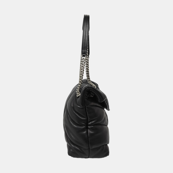 PUFFER Medium Chevron Lambskin Black