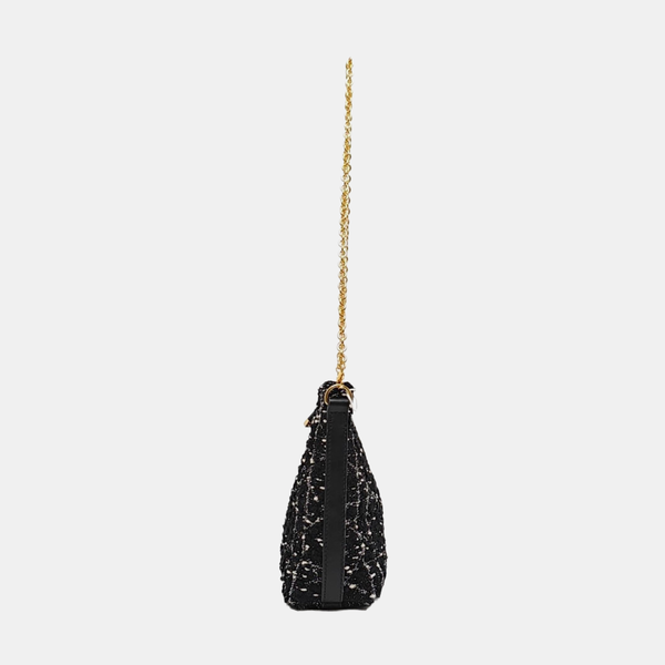 Quilted Fabric Shoulder Bag Black