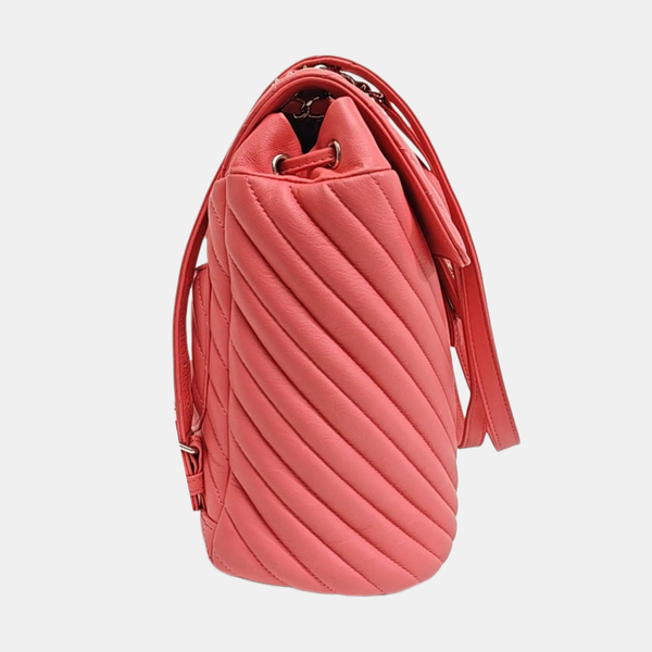 Chevron Calfskin Backpack Pink