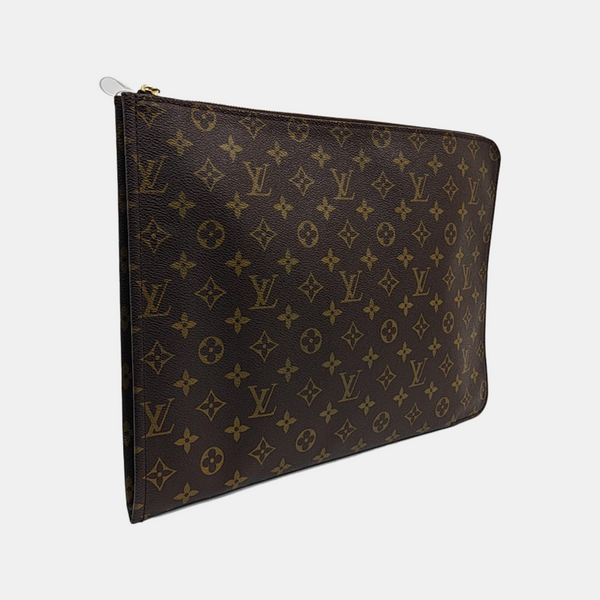 Monogram Coated Canvas Clutch Brown