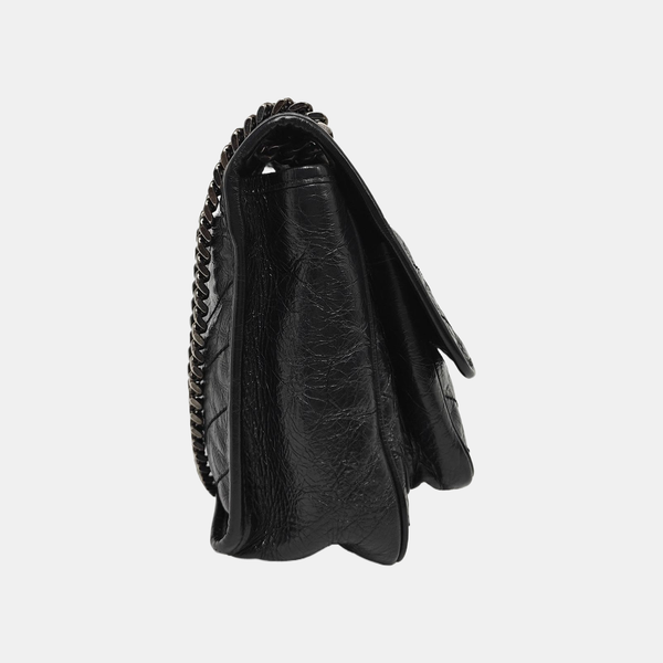 NIKI Medium Chevron Calfskin Black