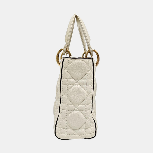 Lady Dior Mini Cannage Calfskin White