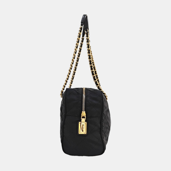 Chain Tote Quilted Nylon Black