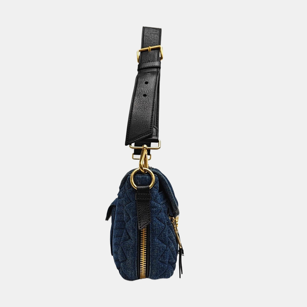 Quilted Denim Shoulder Bag Blue