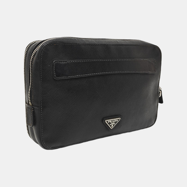 Saffiano Calfskin Clutch Black