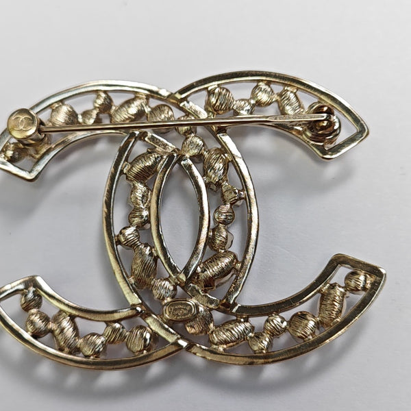 CC Logo Metal Gold Brooch