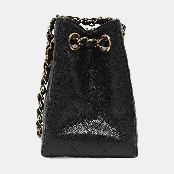 23P TOTE Quilted Grained Calfskin Black