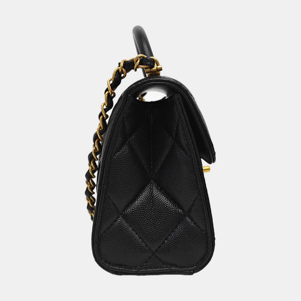 24A Quilted Grained Calfskin Black