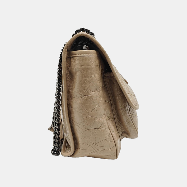 NIKI Medium Chevron Calfskin Beige