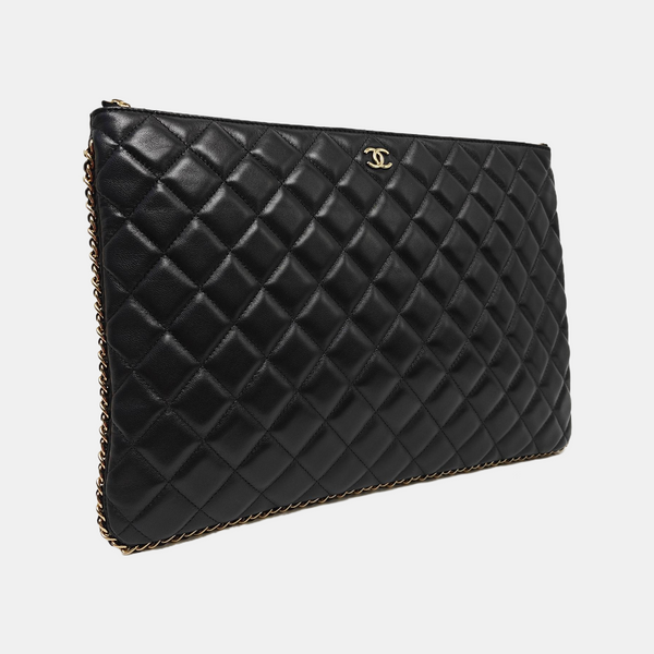 Quilted Lambskin Clutch Black