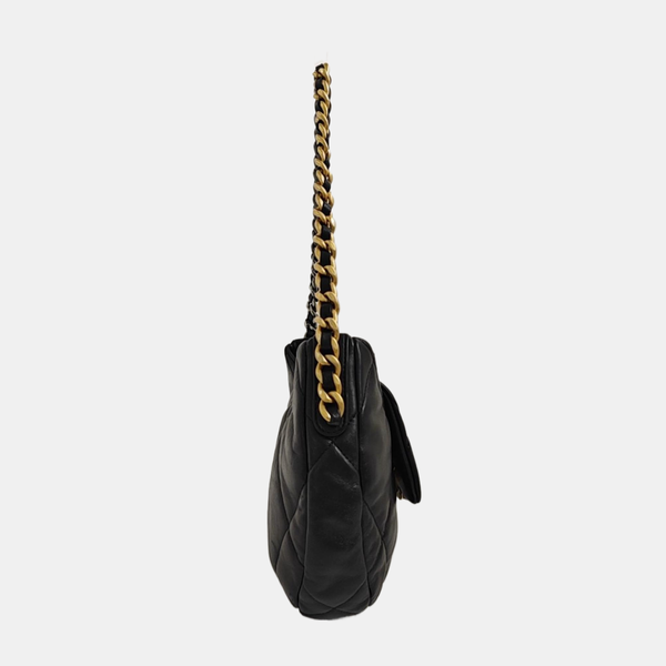 Quilted Lambskin Shoulder Bag Black