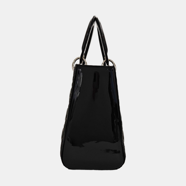 Lady Dior Medium Cannage Patent Leather Black