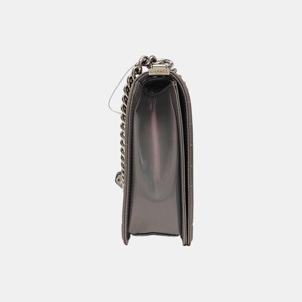 BOY CHANEL Maxi Patent Leather Gray