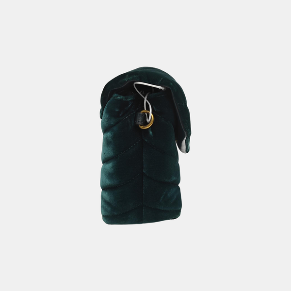 LOULOU Extra Small Chevron Velvet Green