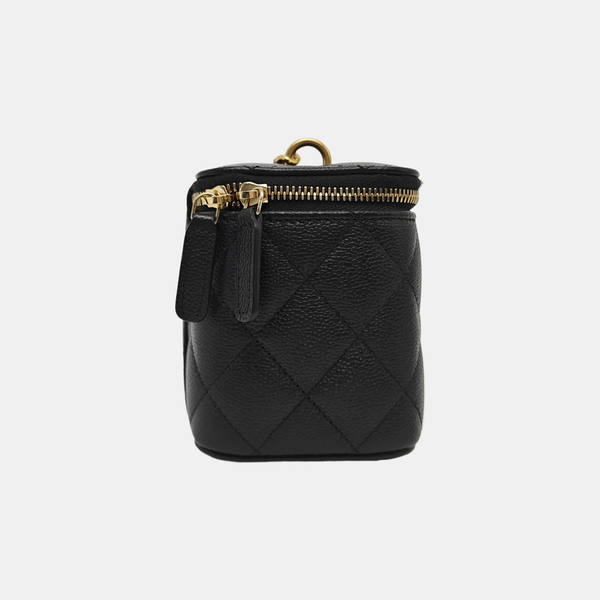 VANITY CASE Small Quilted Grained Calfskin Black