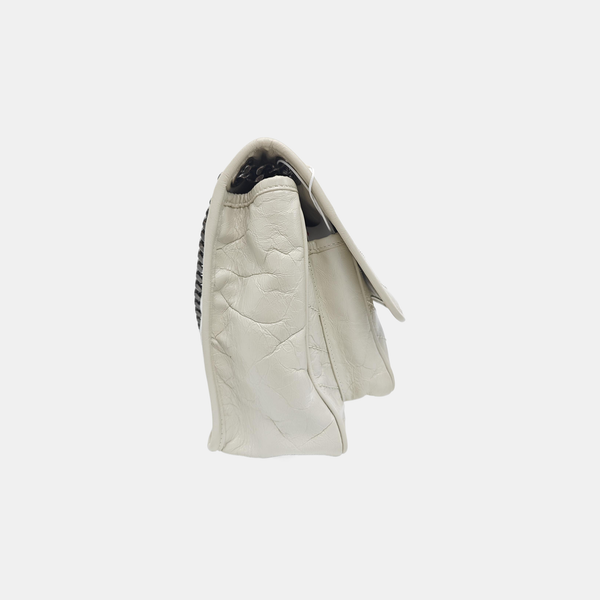NIKI Medium Chevron Calfskin White