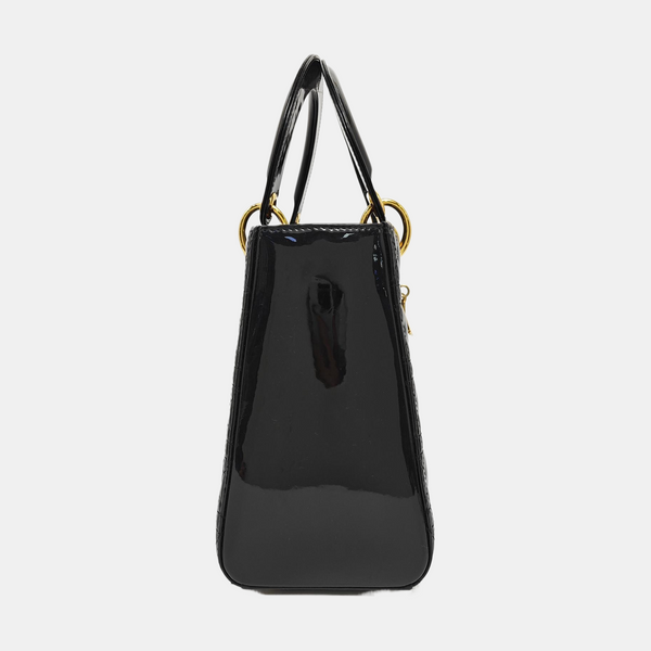 Lady Dior Medium Cannage Patent Leather Black
