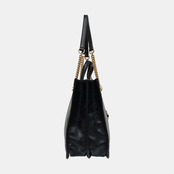 Authenticated pre-owned Horsebit 1955 Medium Calfskin Black - Tote Bag at Looply
