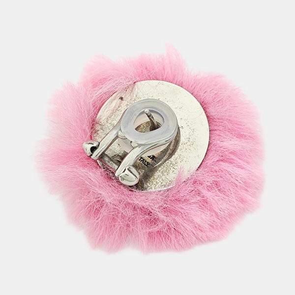Fabric Pink Stud Earrings