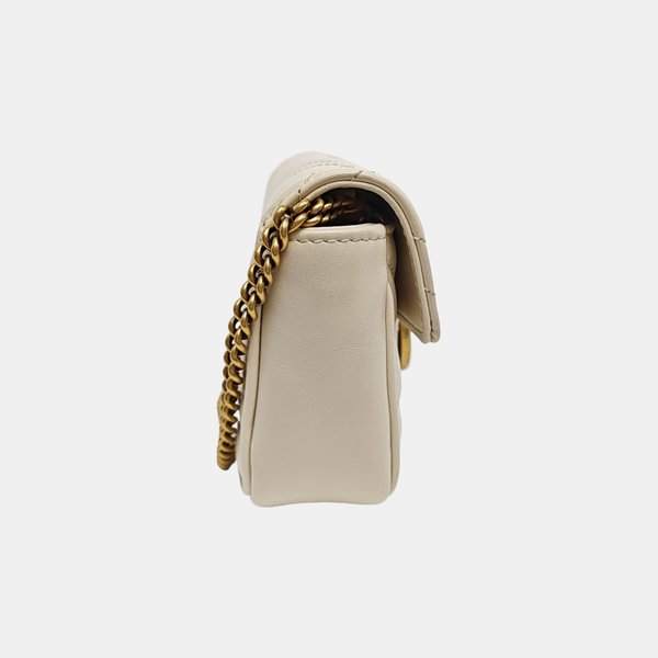 GG Marmont Mini Quilted Calfskin White