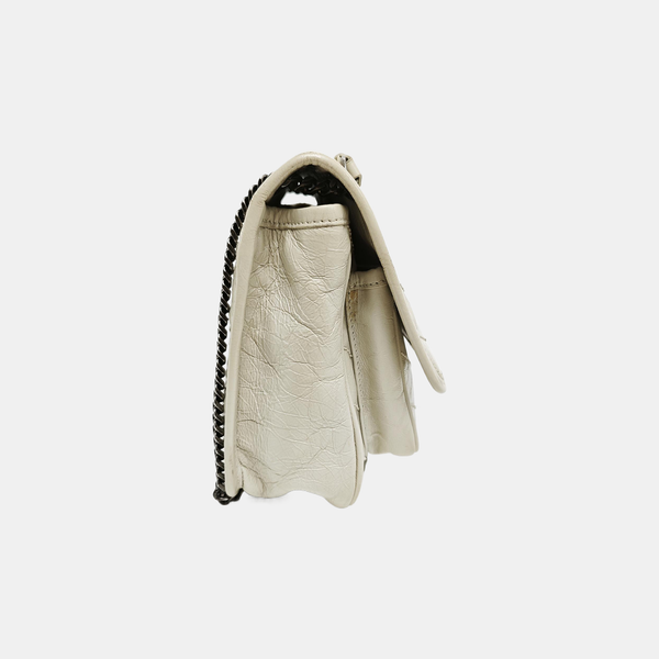 NIKI Small Chevron Calfskin White