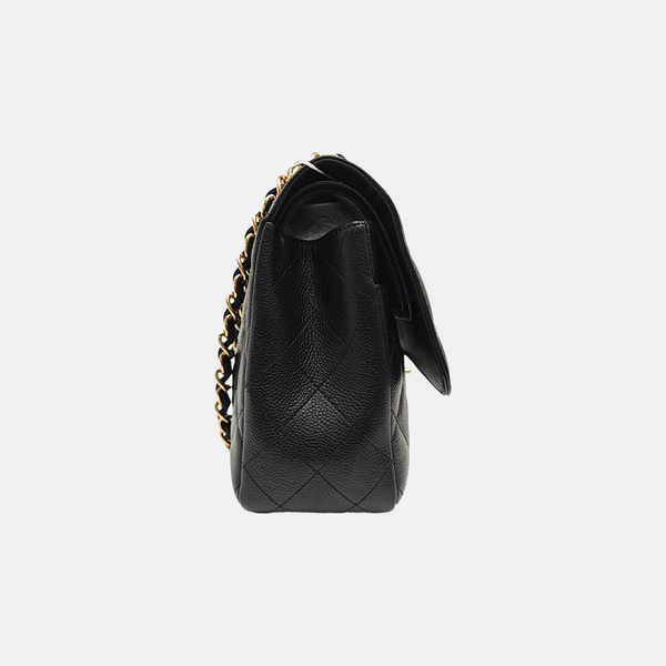 CLASSIC FLAP Jumbo Quilted Grained Calfskin Black