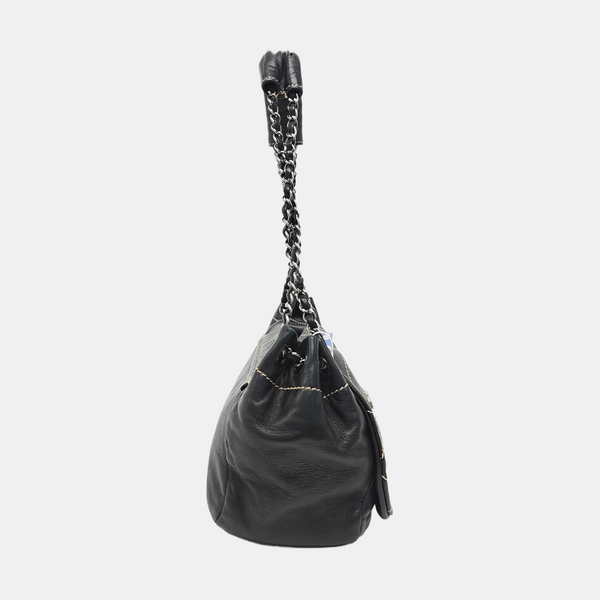 Quilted Lambskin Shoulder Bag Black