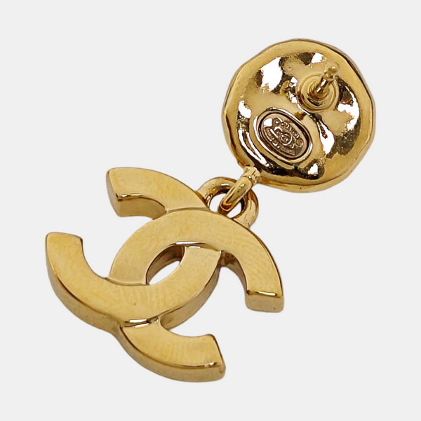 CC Logo Metal Gold Stud Earrings