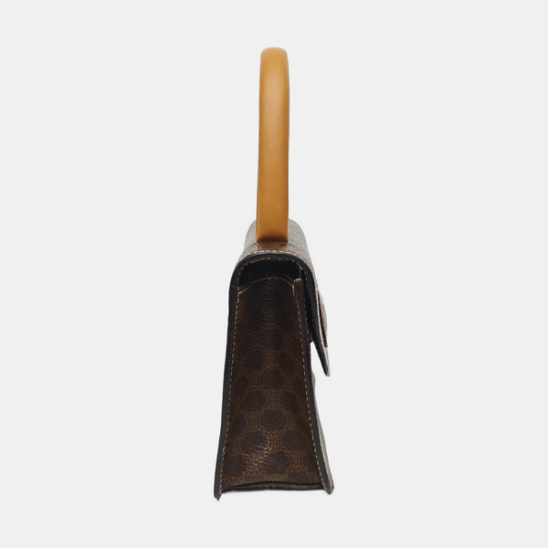 Coated Canvas Top Handle Bag Brown