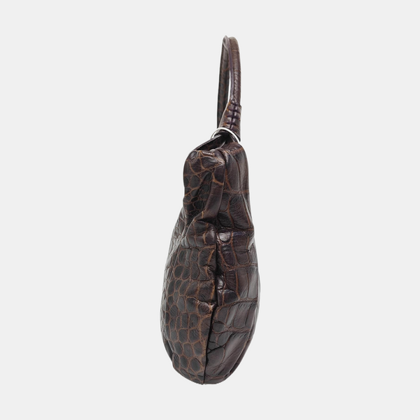 Calfskin Top Handle Bag Brown