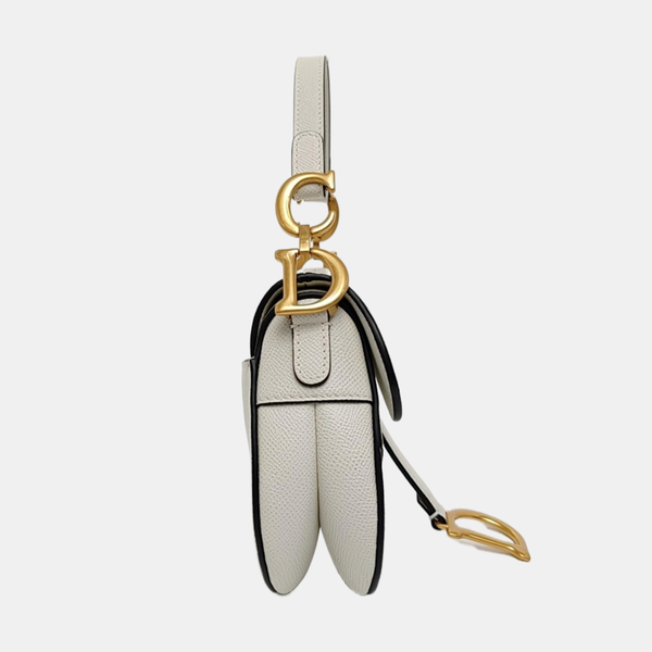 Authenticated pre-owned Saddle Mini Calfskin White - Top Handle Bag at Looply