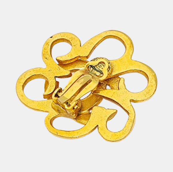 CC Logo Metal Gold Clip On Earrings