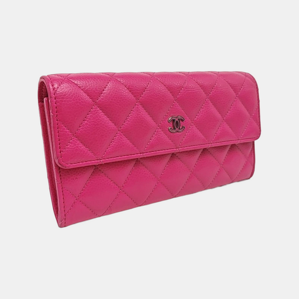 Quilted Grained Calfskin Wallet Red