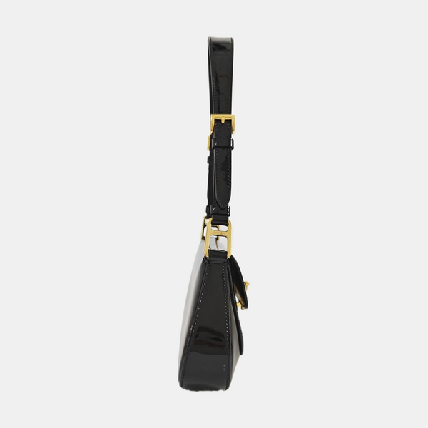 Patent Leather Top Handle Bag Black