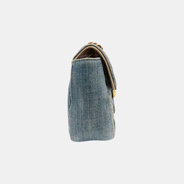 GG Marmont Medium Quilted Denim Blue