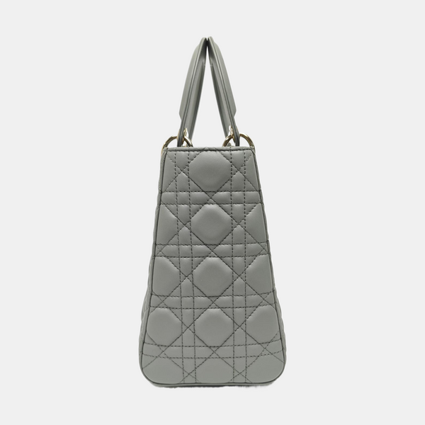 Lady Dior Medium Cannage Lambskin Gray