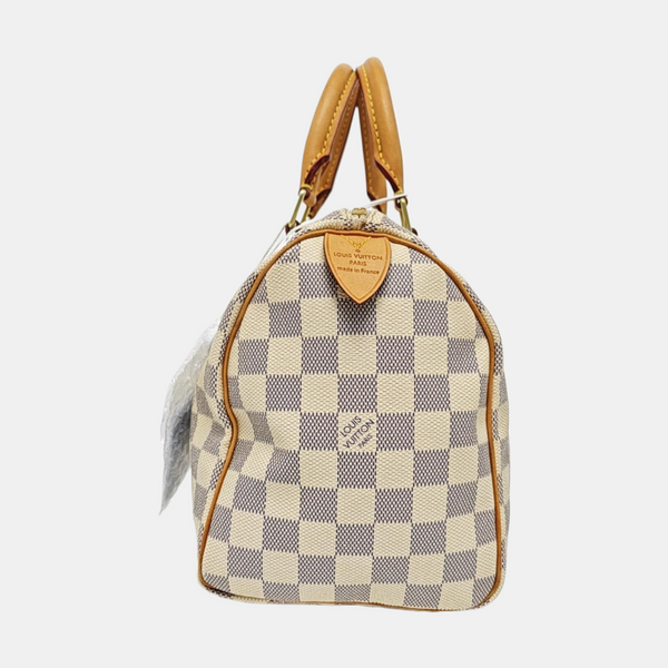 SPEEDY 25 Damier Azur Coated Canvas White