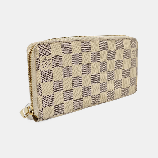 ZIPPY Damier Azur Coated Canvas White Wallet