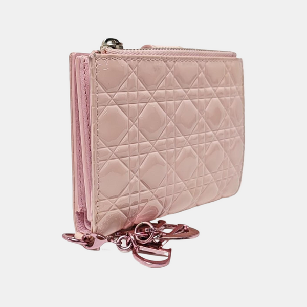Lady Dior Cannage Patent Leather Pink Wallet