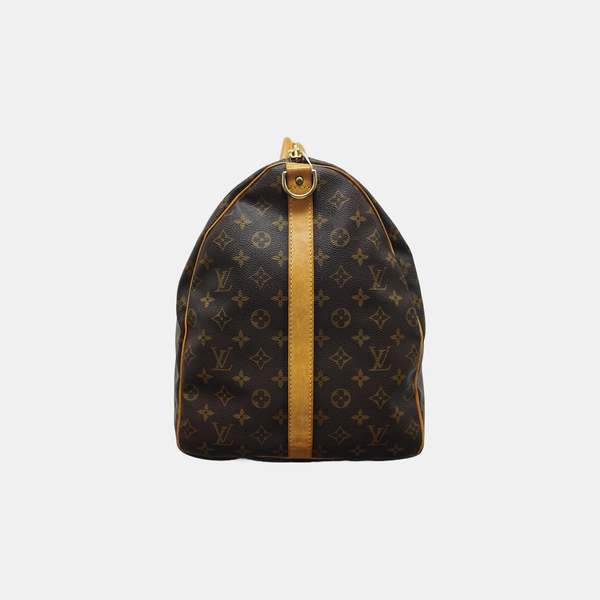 KEEPALL 60 Monogram Coated Canvas Brown