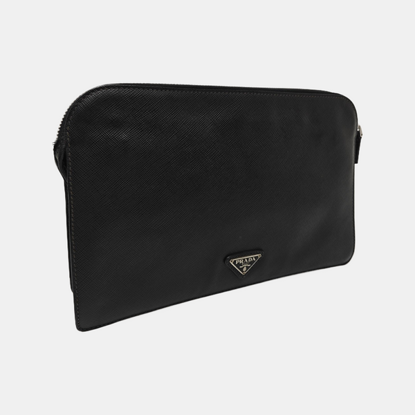 Saffiano Calfskin Clutch Black