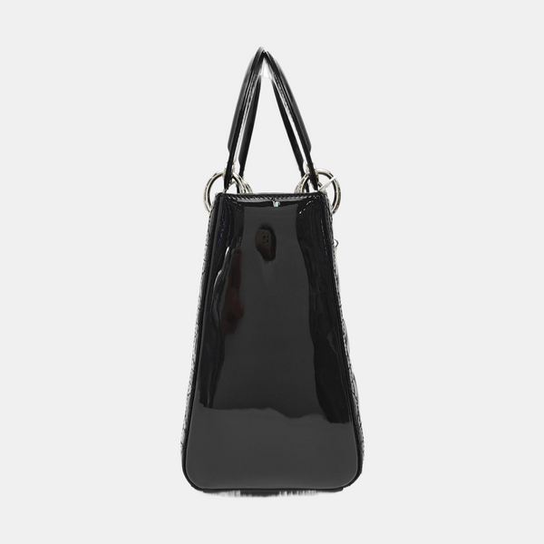 Lady Dior Medium Cannage Patent Leather Black