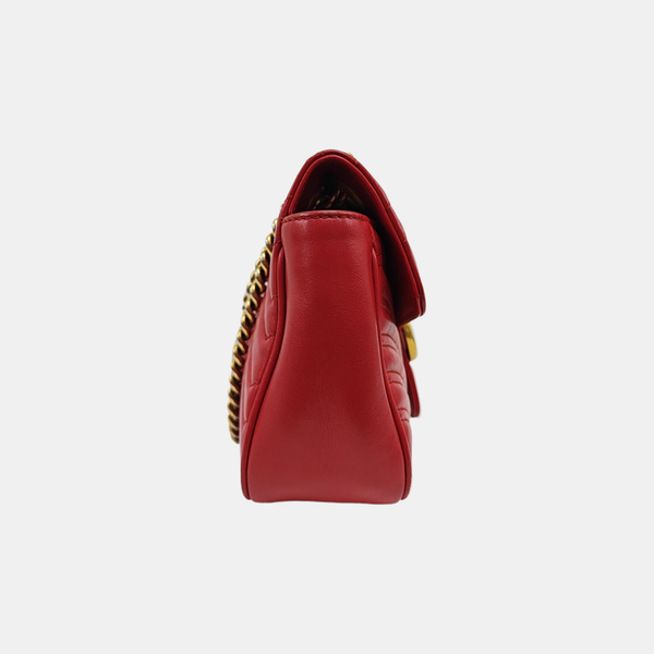 GG Marmont Medium Quilted Calfskin Red