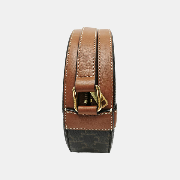 TRIOMPHE ROUND Mini Coated Canvas Brown
