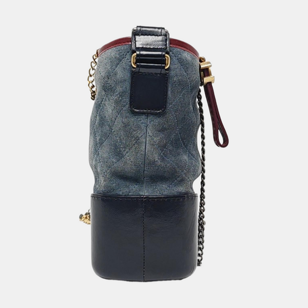 GABRIELLE Medium Quilted Suede Blue