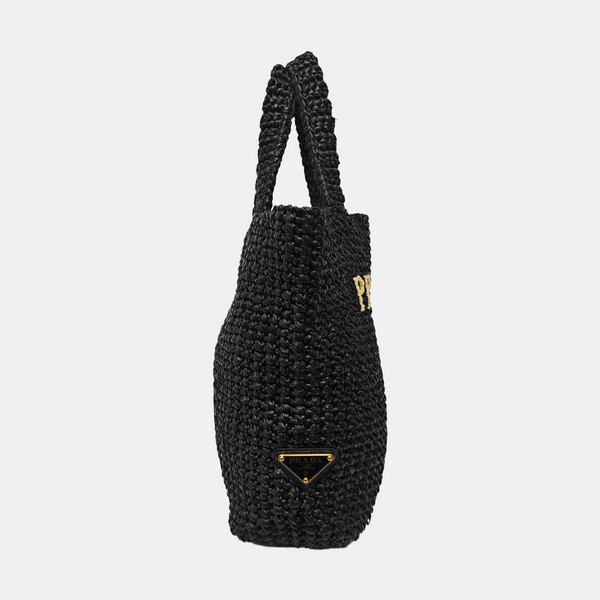 Straw Tote Bag Black